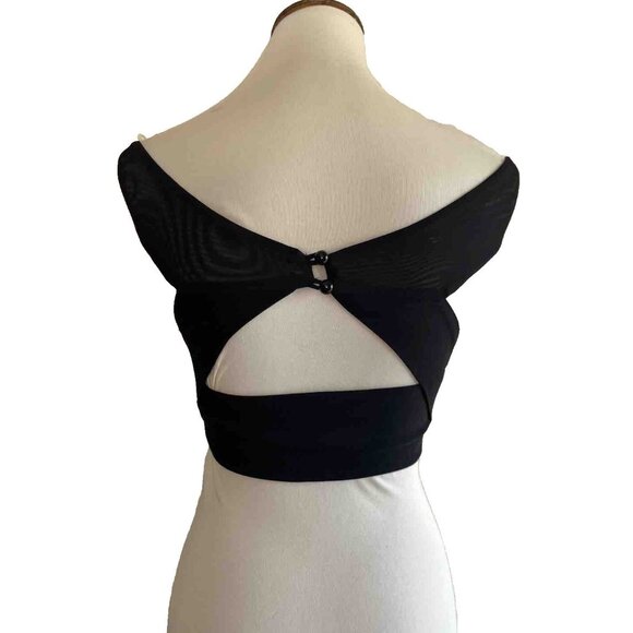 Nasty Gal Lux LA Mesh Cutout Off Shoulder Top M - Picture 4 of 13